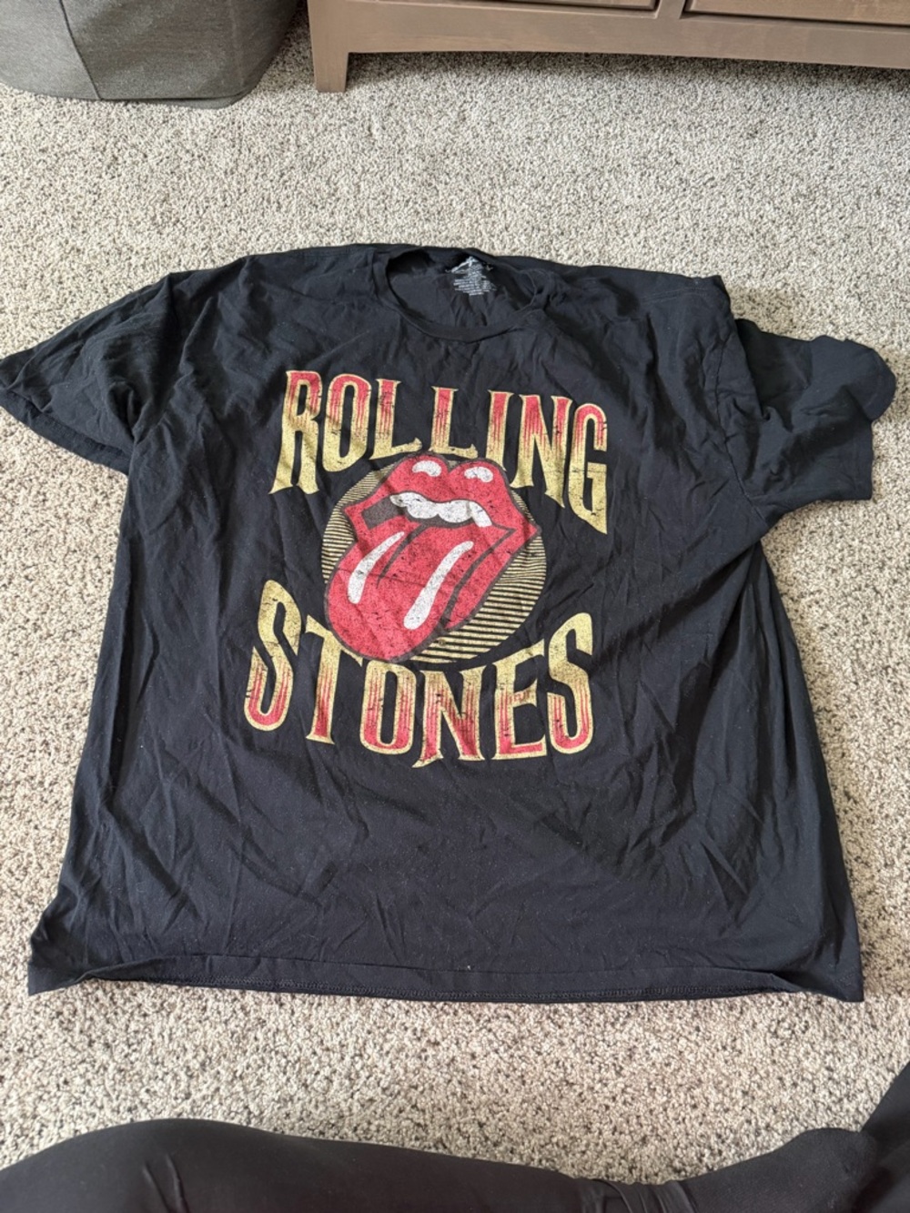 the Rolling Stones Black Printed Neck Label Tee